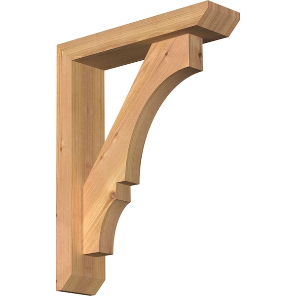 Ekena Millwork Balboa Slat Smooth Bracket w/ Offset Brace, Western Red Cedar, 3 1/2"W x 14"D x 18"H BKT0402X14X18BOA06SWR - main